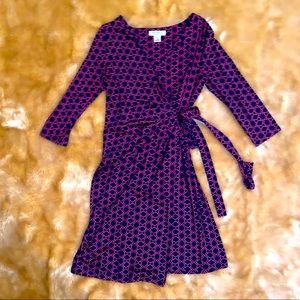 Motherhood Maternity Navy & Pink Wrap Dress Sz S